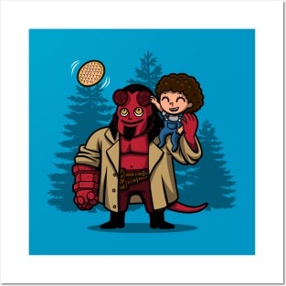 Funny Cute Father And Daughter Superhero Scifi Cartoon Posters and Art